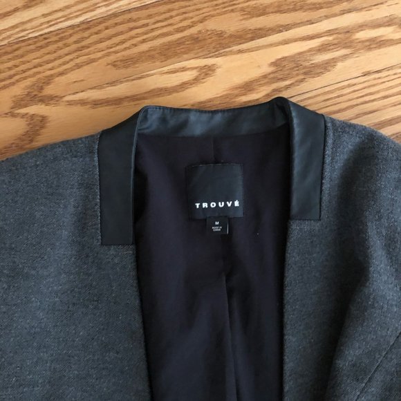 Trouve Faux Leather Sleeve Blazer - Picture 5 of 8